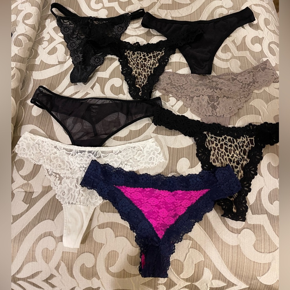 Lace and Mesh Panties and Thongs - Black, White, Pink, Gray